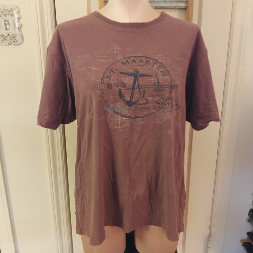 Faded Purple T shirt E.M.I. Sportswear Durables St. Marteen Short Sleeve Top